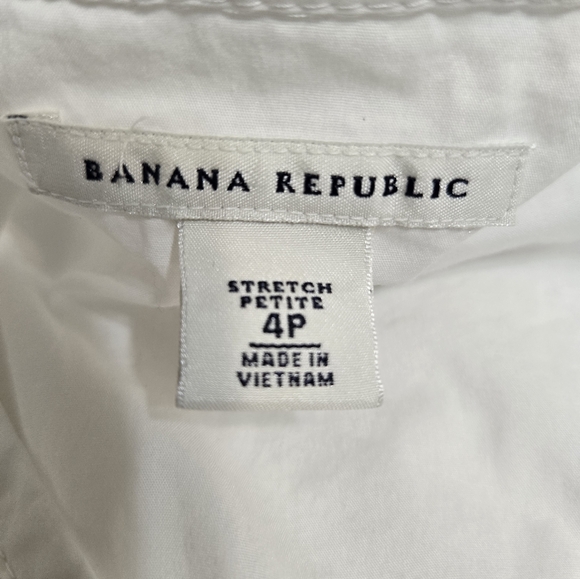 Banana Republic Elegant White Ruffle Blouse Puff Sleeves Size 4P - Picture 13 of 16